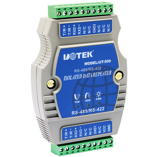 UTEK/宇泰UT-509 485中继器工业级光电隔离防雷RS485/RS422信号放大器延长器模块增强器大功率加强器