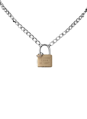 潮流网红美伢同款锁头钥匙项链男士复古嘻哈蹦迪双层毛衣链挂坠女