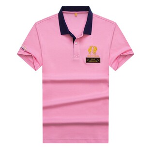 特价纯棉粉色短袖T恤男装翻领POLO衫体恤休闲有领上衣带领夏