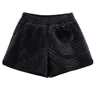 金丝绒短裤女秋冬款外穿冬季高腰加厚A字冬天显瘦2025新款阔腿