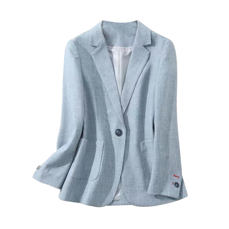 高尚的象征 高端定制蓝色修身百搭小西服长袖气质西装外套女春秋