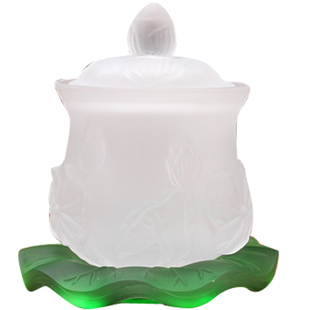 玻璃 琉璃莲花供水杯 家用观音净水杯供佛杯佛前圣水杯佛具用品