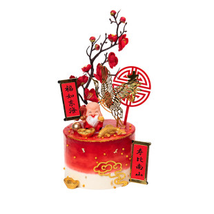 送父母蛋糕祝寿过寿老人生日蛋糕喜庆动物奶油蛋糕青岛同城配送