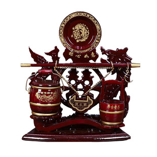 结婚子孙桶大号红木实木马桶套装同心锁宝桶陪嫁嫁妆摆件婚庆用品