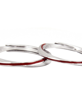 红线情侣戒指纯银一对学生细款