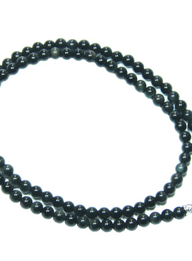 黑玛瑙佛牌链子女纤巧925银项链