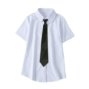小个子女生白衬衫女短袖夏宽松大码胖mm200斤加肥加大衬衣送领带