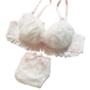 断码80A80B可爱水溶花大钢圈少女文胸套装 聚拢小清新内衣内裤