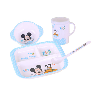 儿童餐具套装男孩女孩餐盘碗杯勺幼儿园密胺捕食防摔防烫宝宝餐具