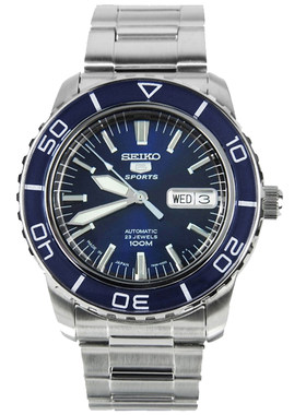 seiko系列5号蓝色不锈钢机械表