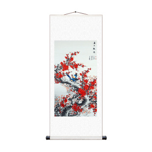 喜上眉梢 喜鹊报春挂画梅花图丝绸画红梅国画客厅装饰画风水画