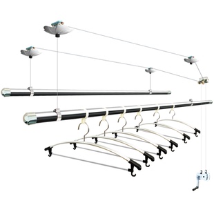 阳台升降晾衣架手摇双杆式晾衣杆室内家用晒衣架凉衣挂衣架不锈钢