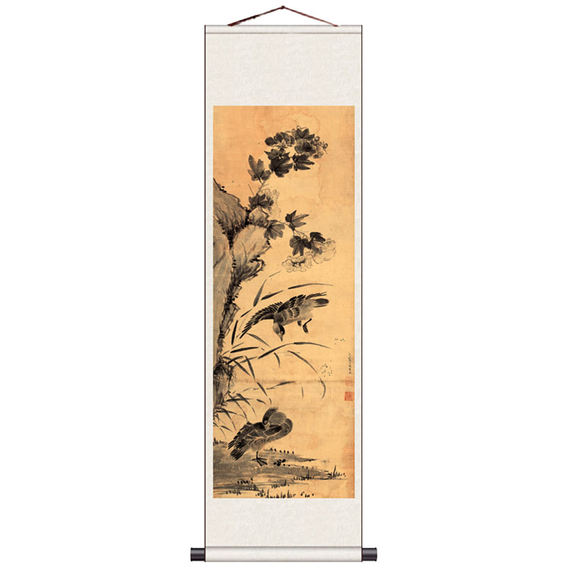 仿古花鸟画招财挂画装饰画名家