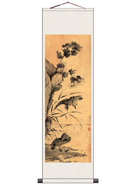 仿古花鸟画招财挂画装饰画名家