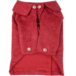 宝眷春季宠物服饰泰迪红色狗外套 娃娃圆领双排扣长袖呢大衣