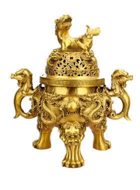 纯铜香炉天狗九龙办公室