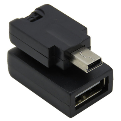 车载音频360旋转车载音响转接头汽车mini USB公转USB母U盘转接头