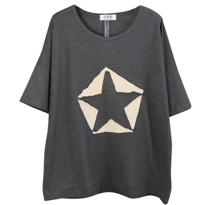 早春女装夏季五角星大码宽松T恤
