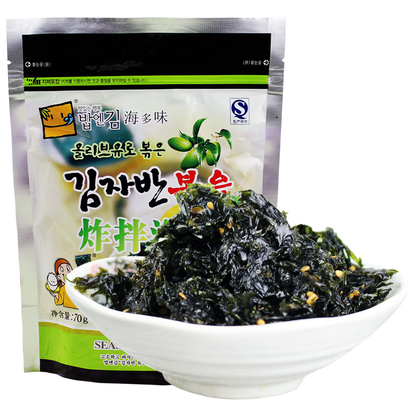 韓式拌飯海苔碎海多味炸拌海苔橄欖油芝麻炒海苔即食兒童零食70*3