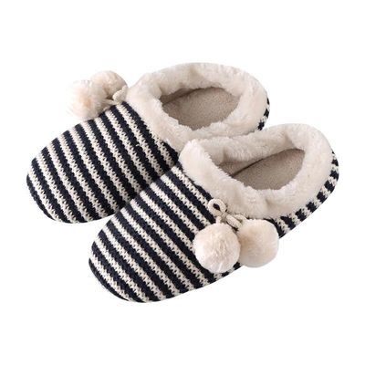 防滑软底亚麻包跟居家居球球拖鞋