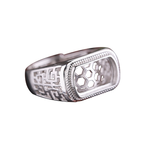 马鞍托S925纯银戒指空托镶嵌蜜蜡绿松石墨玉翡翠马鞍戒面戒托8*14