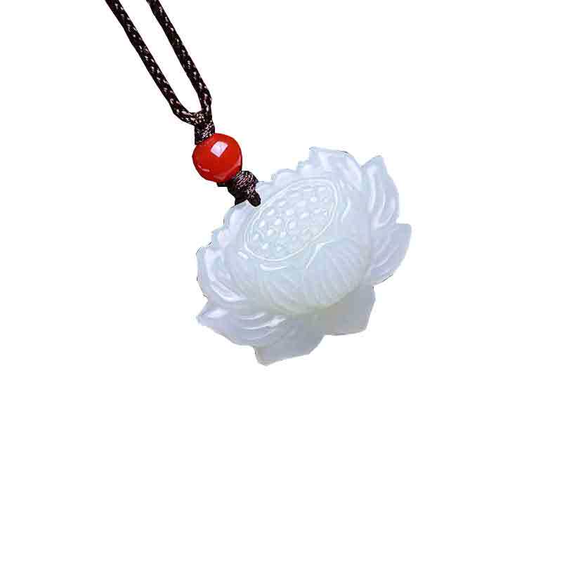 翡翠吊坠羊脂莲花挂件昆仑山项链