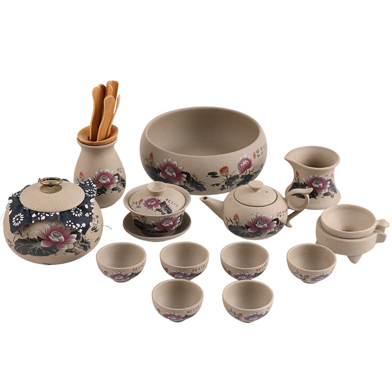 陶瓷套装复古荷花功夫茶具