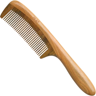 问木榫卯结构绿檀木梳子细齿长款圆形手柄便携灵巧分发顺发造型梳