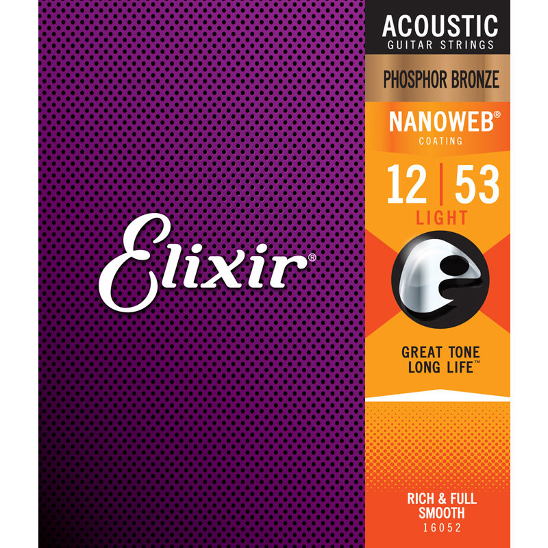 Elixir民谣木吉他polyweb NANOWEB 011 12 13镀膜16052磷青铜琴弦