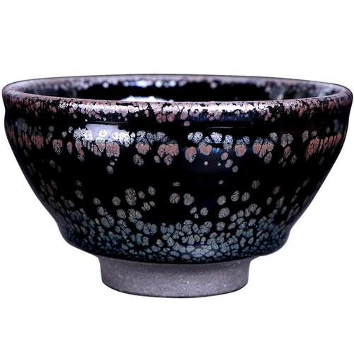 滋心堂 卓立旗建盏茶杯黑釉银斑天目盏传统鹧鸪斑油滴茶盏主人杯
