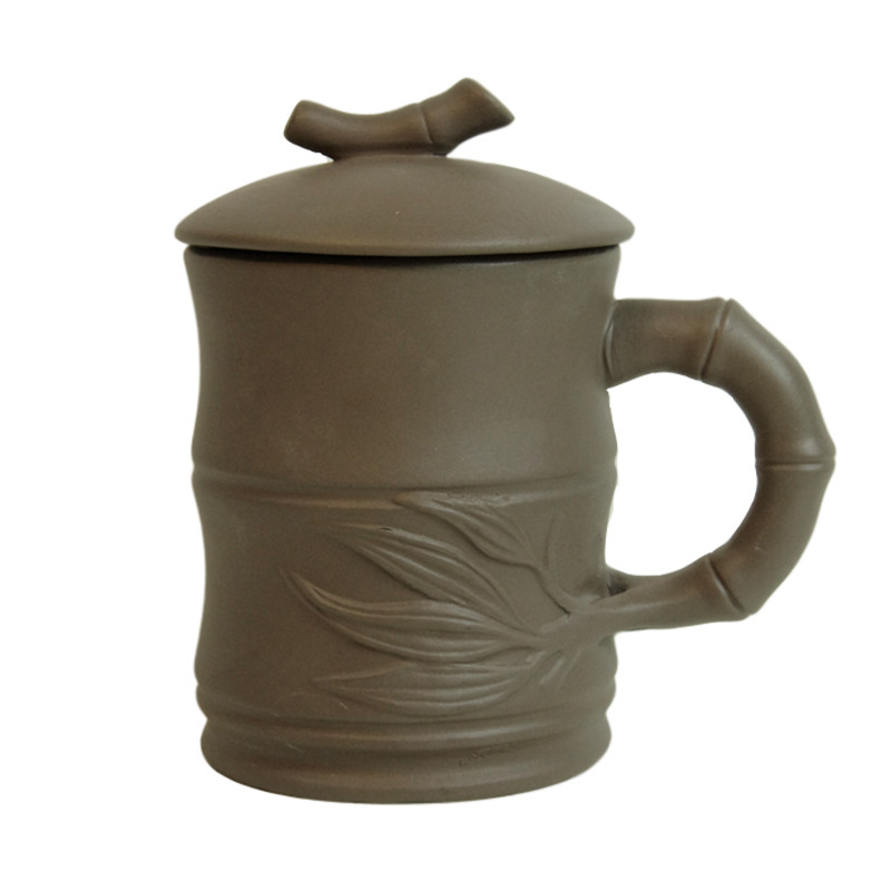 宝爵炻器竹节杯 创意水杯泡茶品茗杯办公杯带盖功夫茶杯主人杯