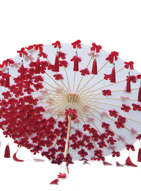 复古cos流苏花瓣汉服道具花伞