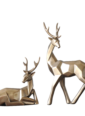 北欧大号几何风情侣对鹿装饰品