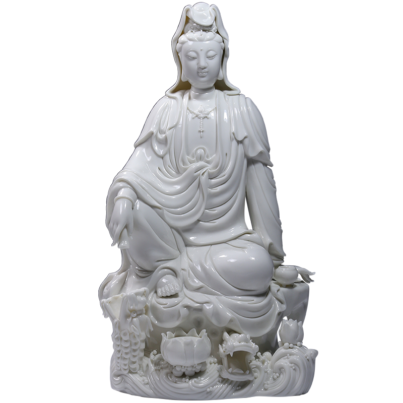 德化白瓷滴水观音佛像摆件