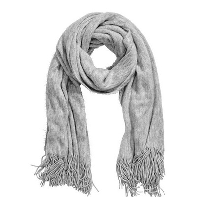 hm长款纯色蘑菇流苏仿羊绒披肩