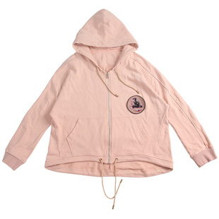 812 49元包邮 小刺猬刺绣前短后长休闲时尚连帽卫衣外套 开衫