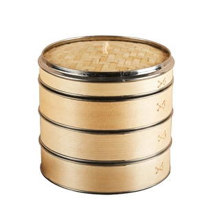 卓太太不锈钢制商用蒸笼竹制笼屉钢圈加固家用大小蒸格蒸包子馒头