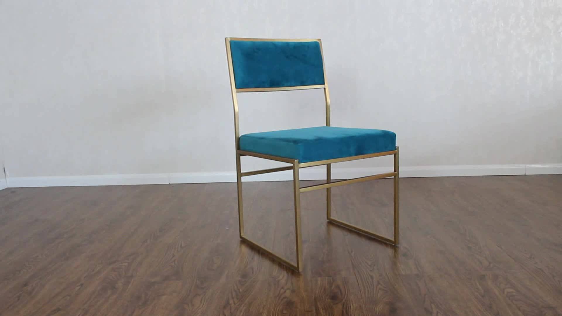 Modern Style Navy Velvet Gold Stainless Steel Legs Restaurant Use