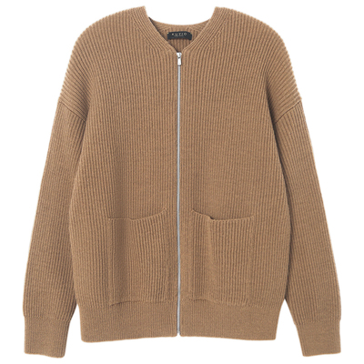 纯羊毛韩版拉链针织开衫外套