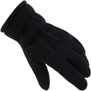 男士冬季手套加厚加绒保暖手套男冬天棉手套秋冬中老年人户外黑色