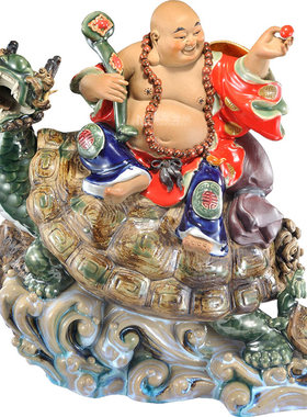 陶瓷生日贺寿龙龟弥勒工艺礼品