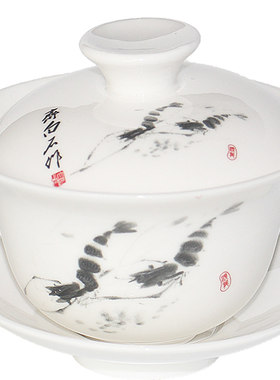盖碗茶杯顺龙茶具三才虾备工夫