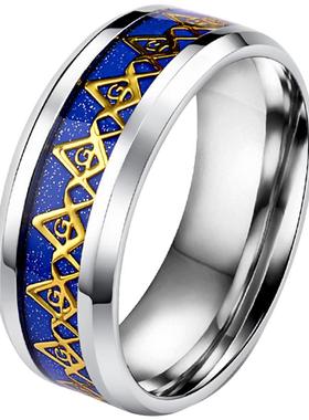 共济会男士钛钢学生配饰食指环