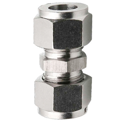 304不锈钢双卡套直通中间管接头