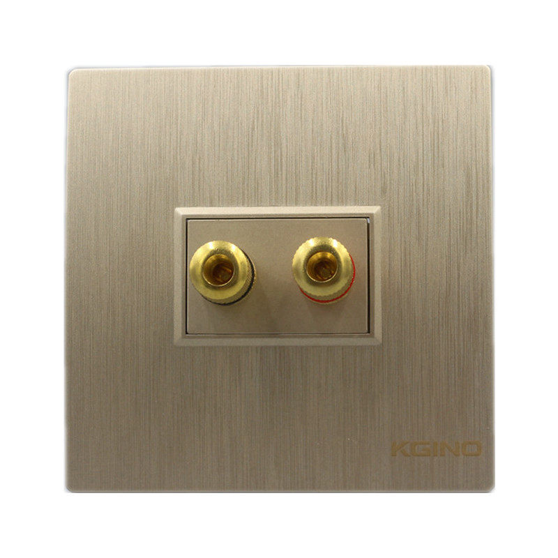 86型插座香槟金拉丝墙壁插座两位音响双音频插座面板音频墙壁面板
