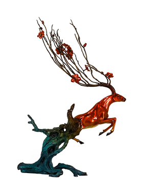 招财铜鹿摆件客厅电视柜玄关礼品