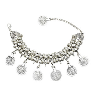 波西米亚复古风格钱币手链脚链女首饰古着饰品流苏金属手环异域