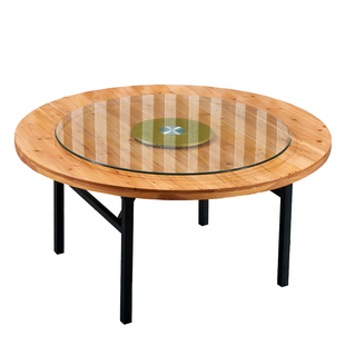 圆桌面实木酒店餐桌大圆桌杉木圆桌 家用折叠农家饭店大圆桌简易