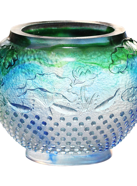 古法琉璃荷塘月色风水居家工艺品