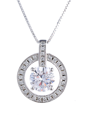 S925纯银圆钻项链女彩金冷淡风